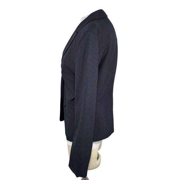 Tahari Arthur S. Levine Navy Pinstripe Blazer Size 10 - Picture 2 of 10